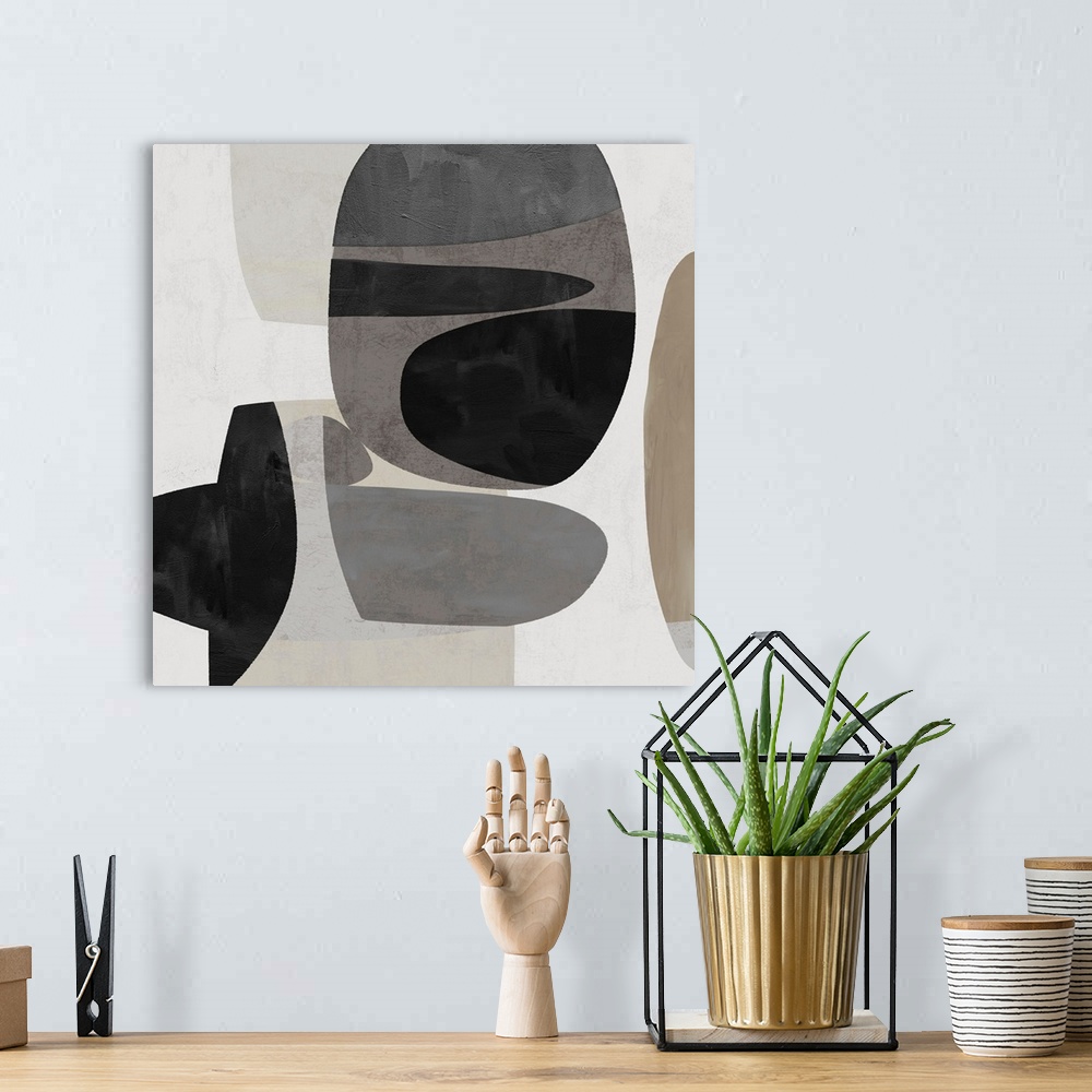 A bohemian room featuring Abstracts Mid Century VIII