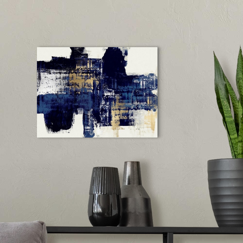 A modern room featuring Big Blue Abstract I