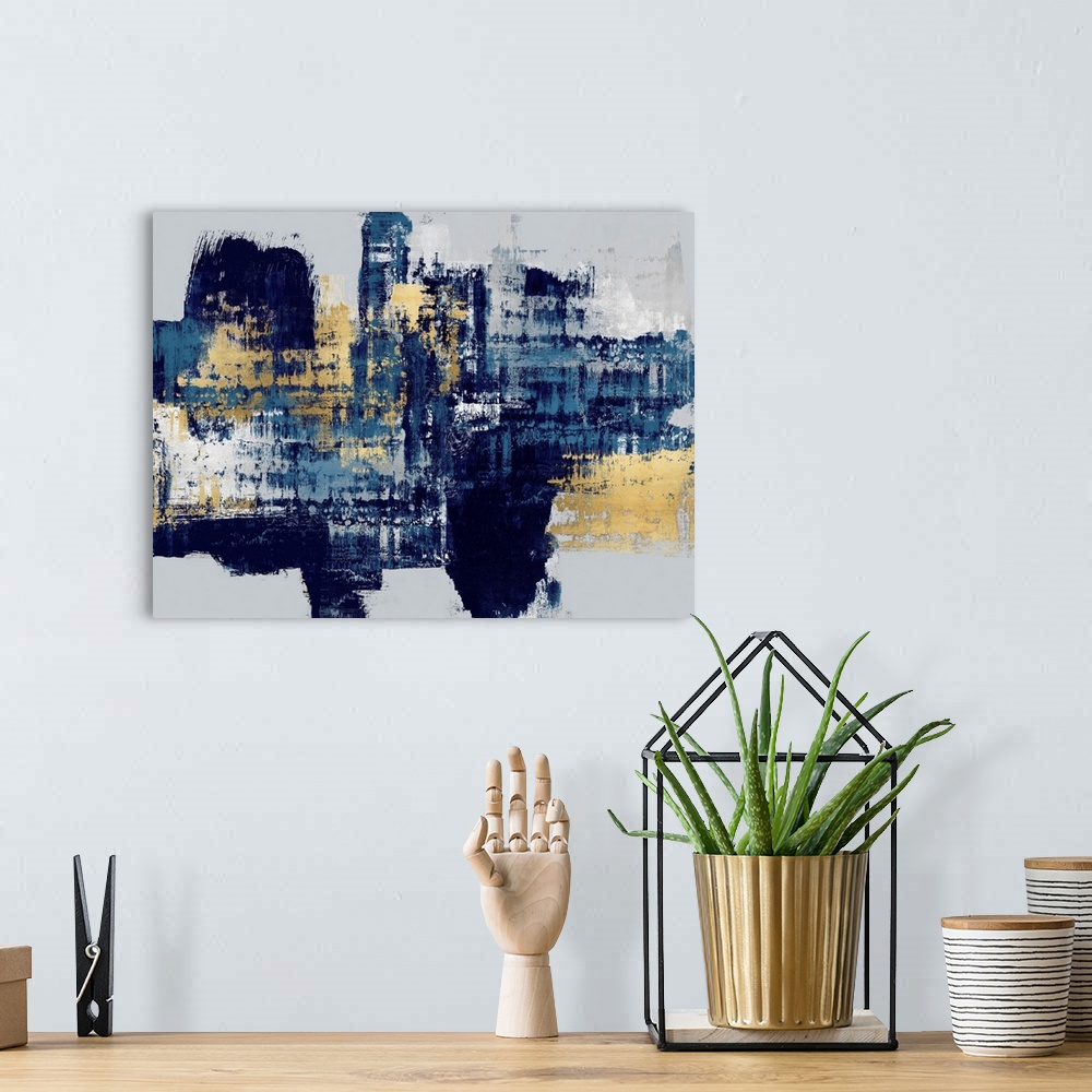 A bohemian room featuring Big Blues Gold Abstract