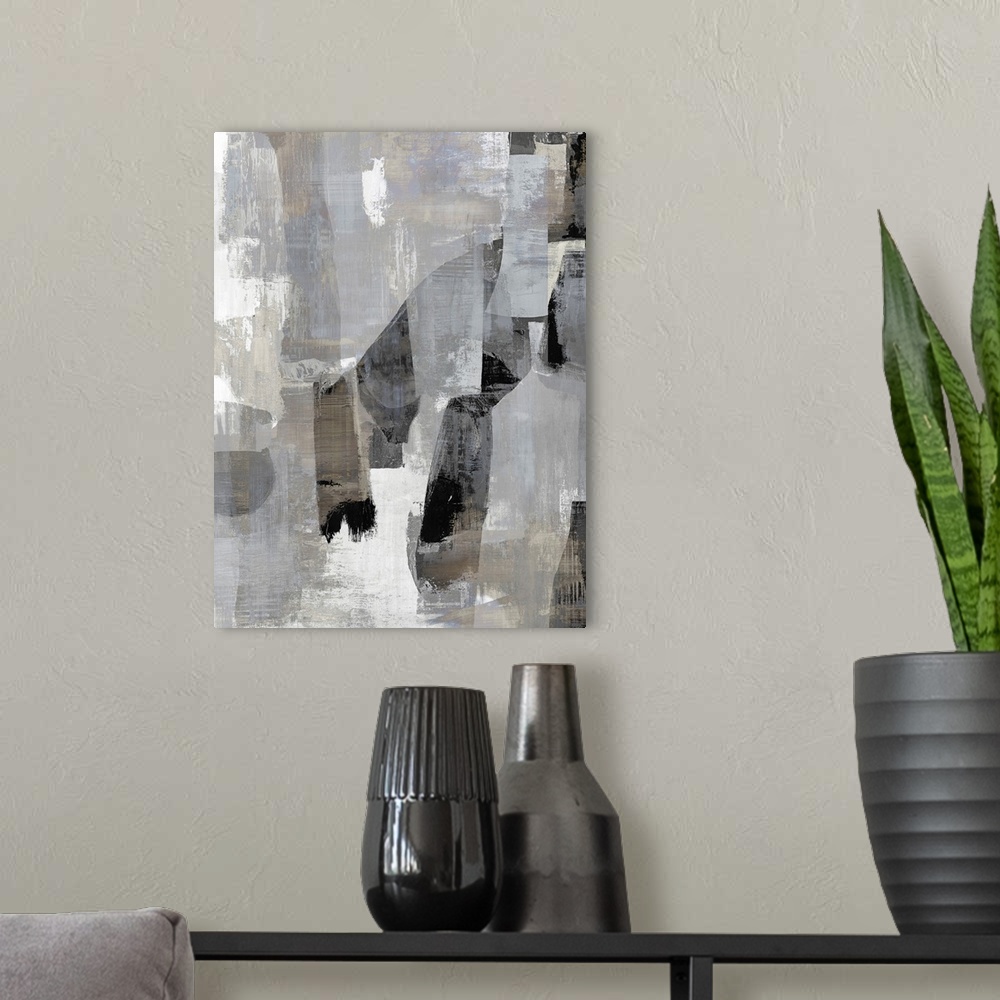 A modern room featuring Black And White Abstract