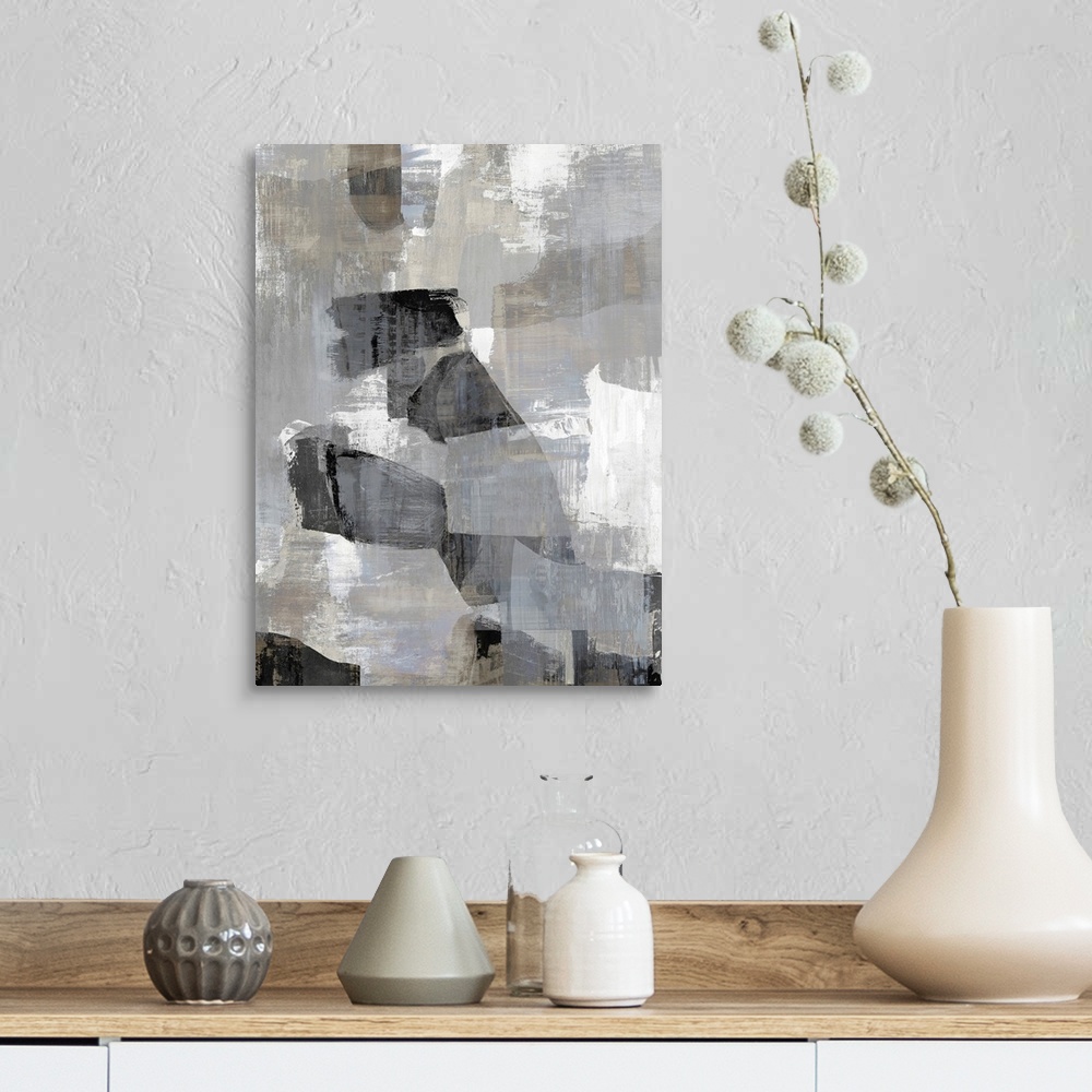 A farmhouse room featuring Black And White Abstract 2
