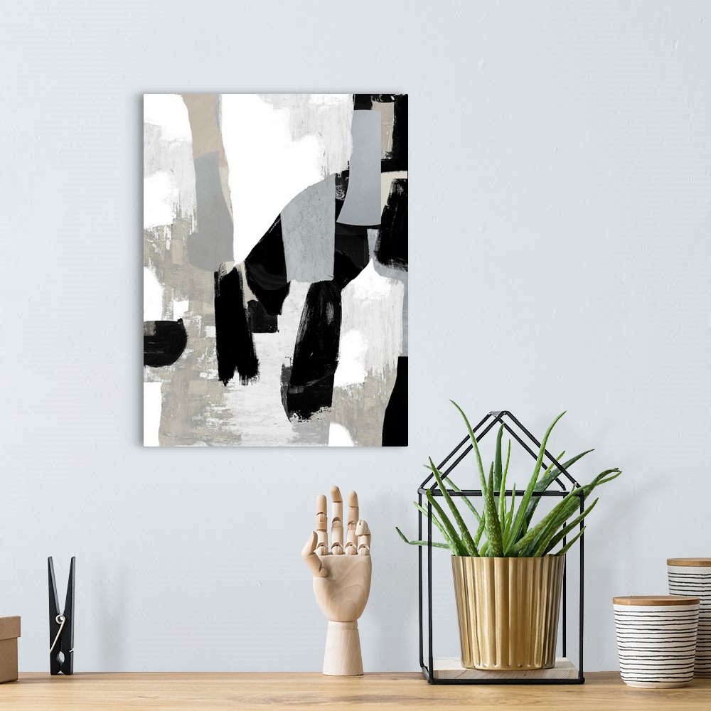 A bohemian room featuring Black And White Abstract 4