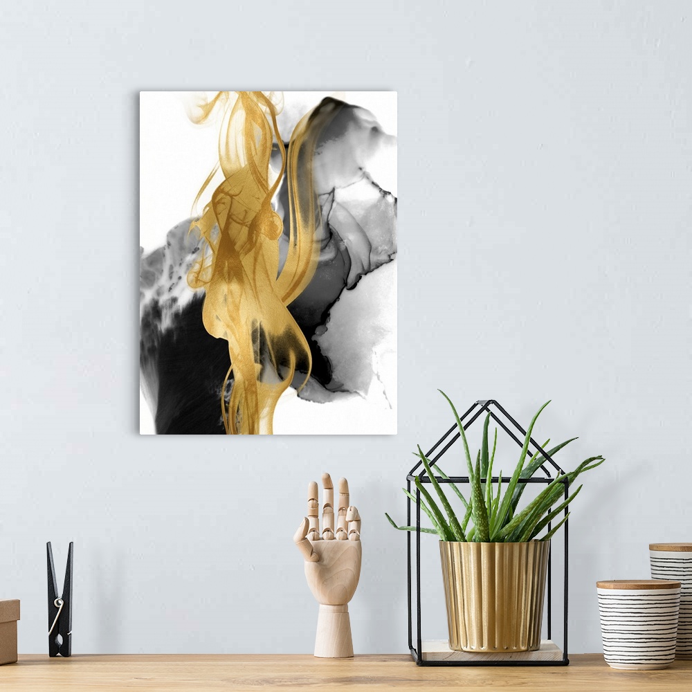 A bohemian room featuring Black Gold Abstracts III