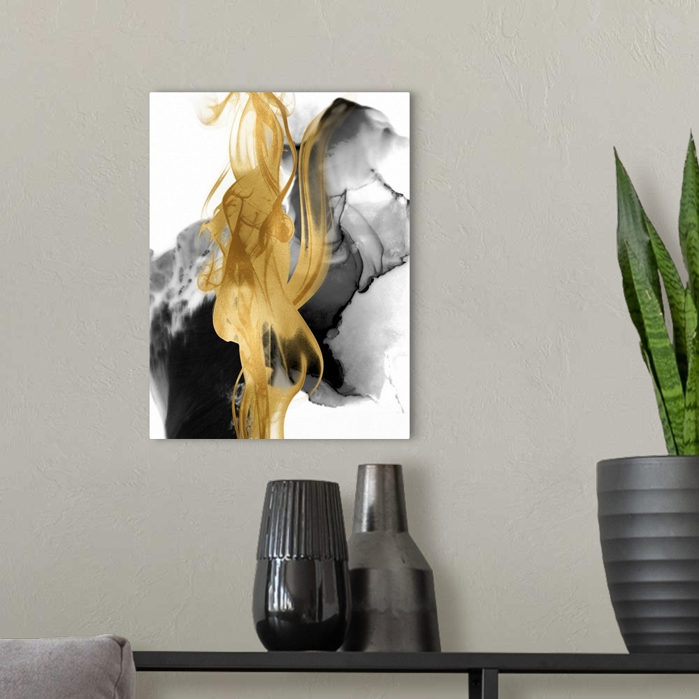 A modern room featuring Black Gold Abstracts III