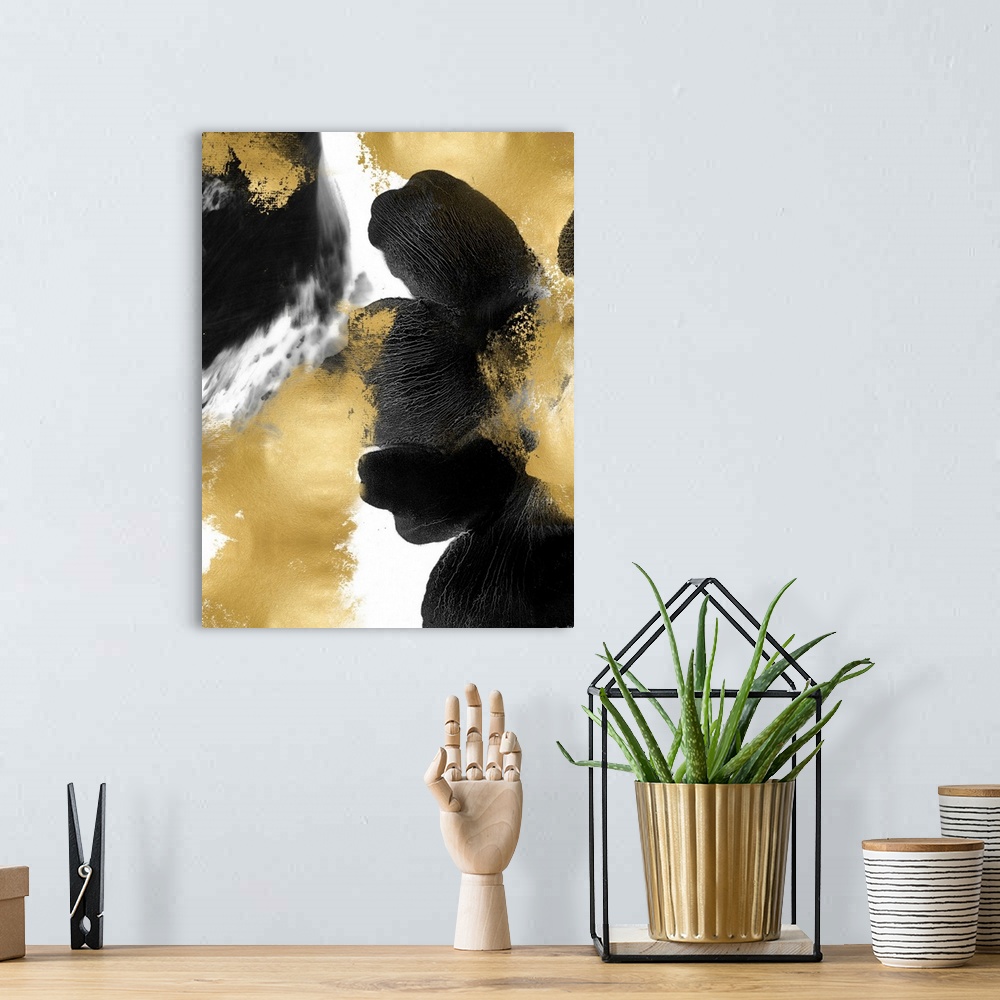 A bohemian room featuring Black Gold Abstracts IV