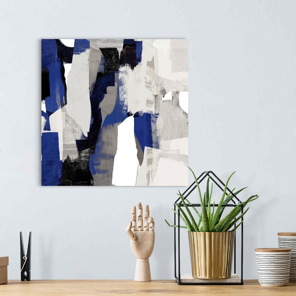 A bohemian room featuring Blue Black Abstracts