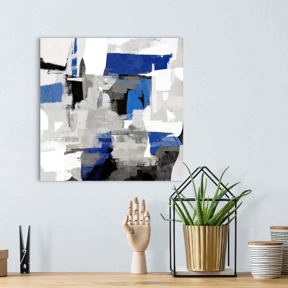 A bohemian room featuring Blue Brush Abstracts