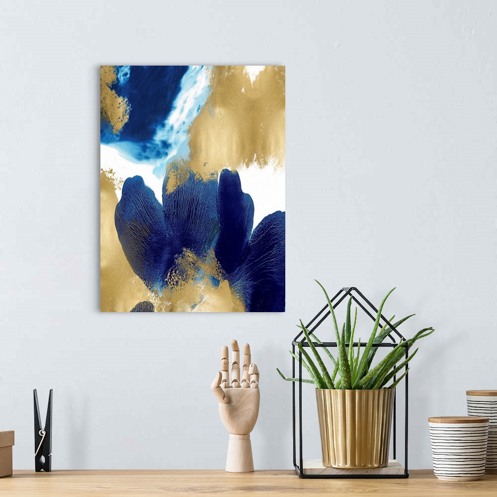 A bohemian room featuring Blues Gold Abstracts V