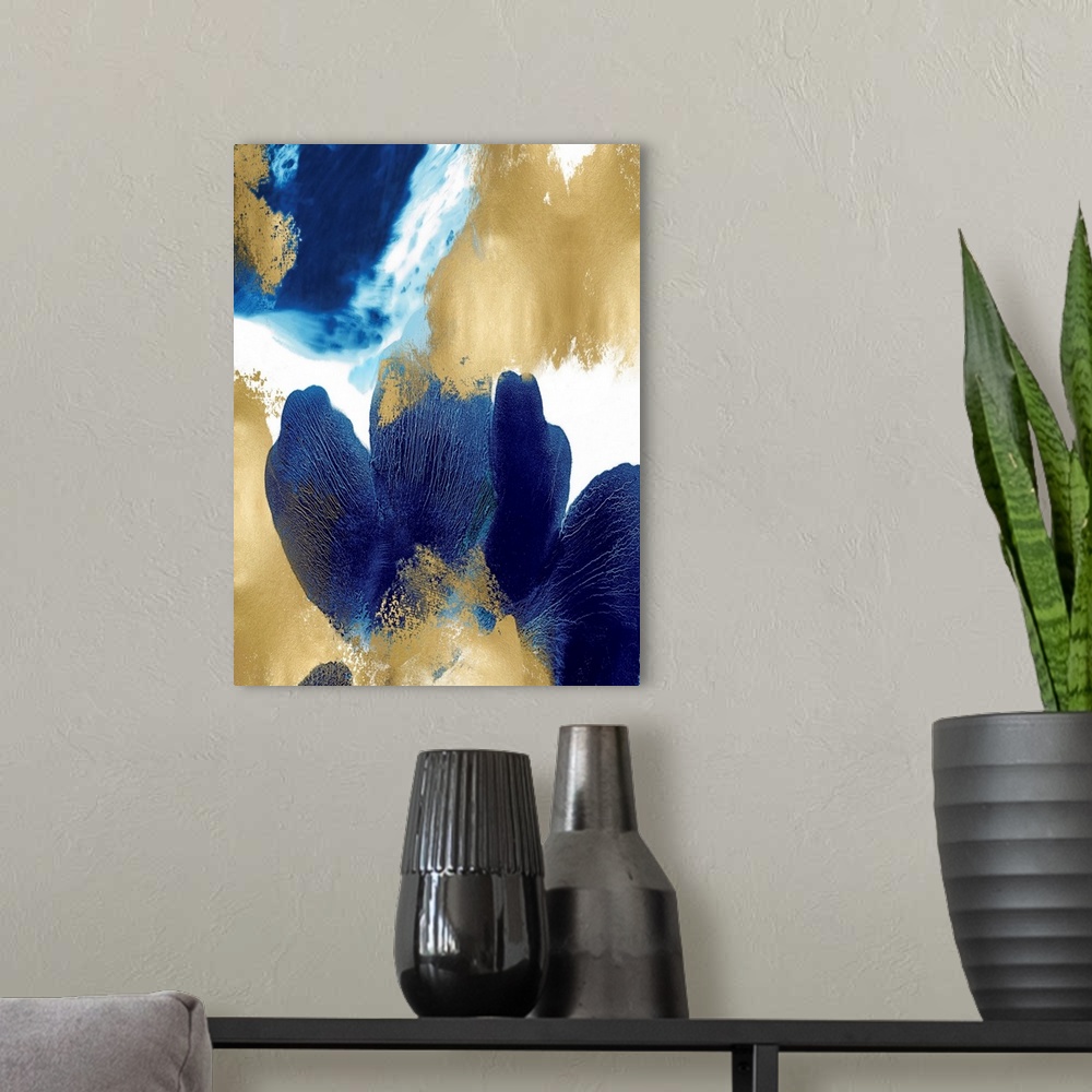 A modern room featuring Blues Gold Abstracts V