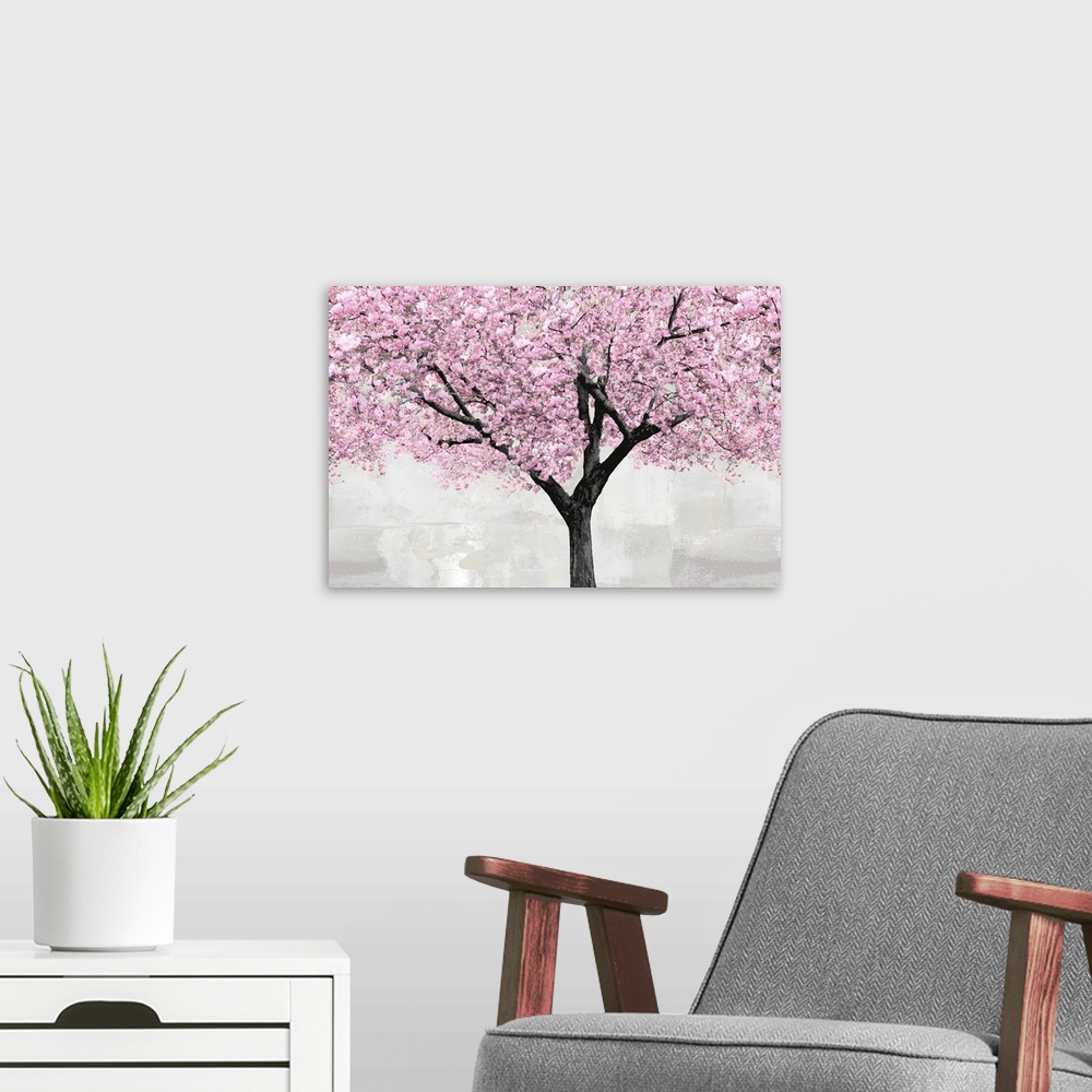 A modern room featuring Cherry Blossoms Tree Blush