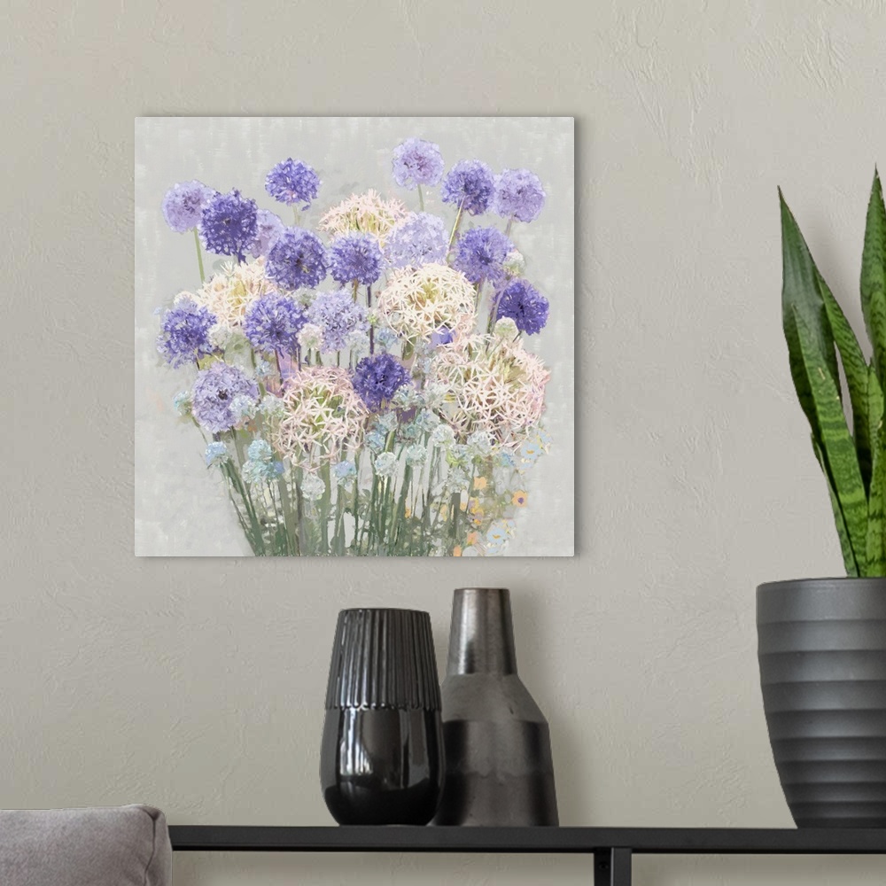 A modern room featuring Flower Collage II