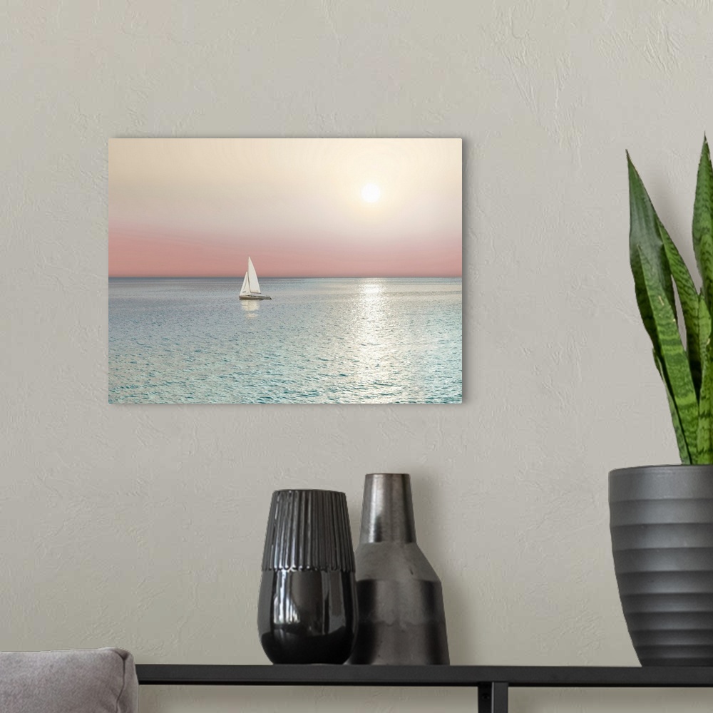 A modern room featuring Ocean Reflection Sailboat