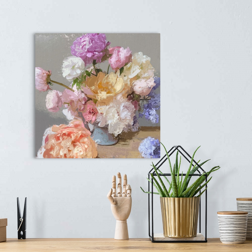 A bohemian room featuring Peonies Still Life