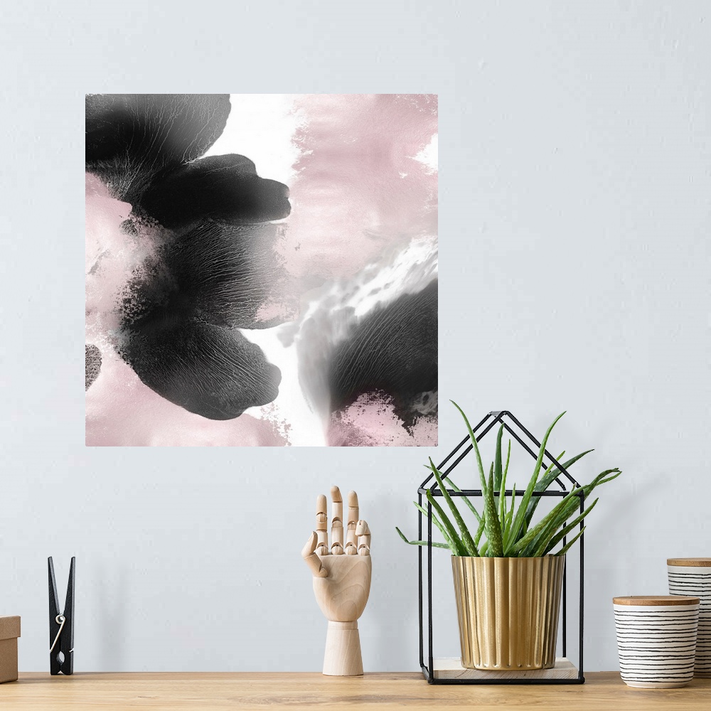 A bohemian room featuring Pink Black Abstract I
