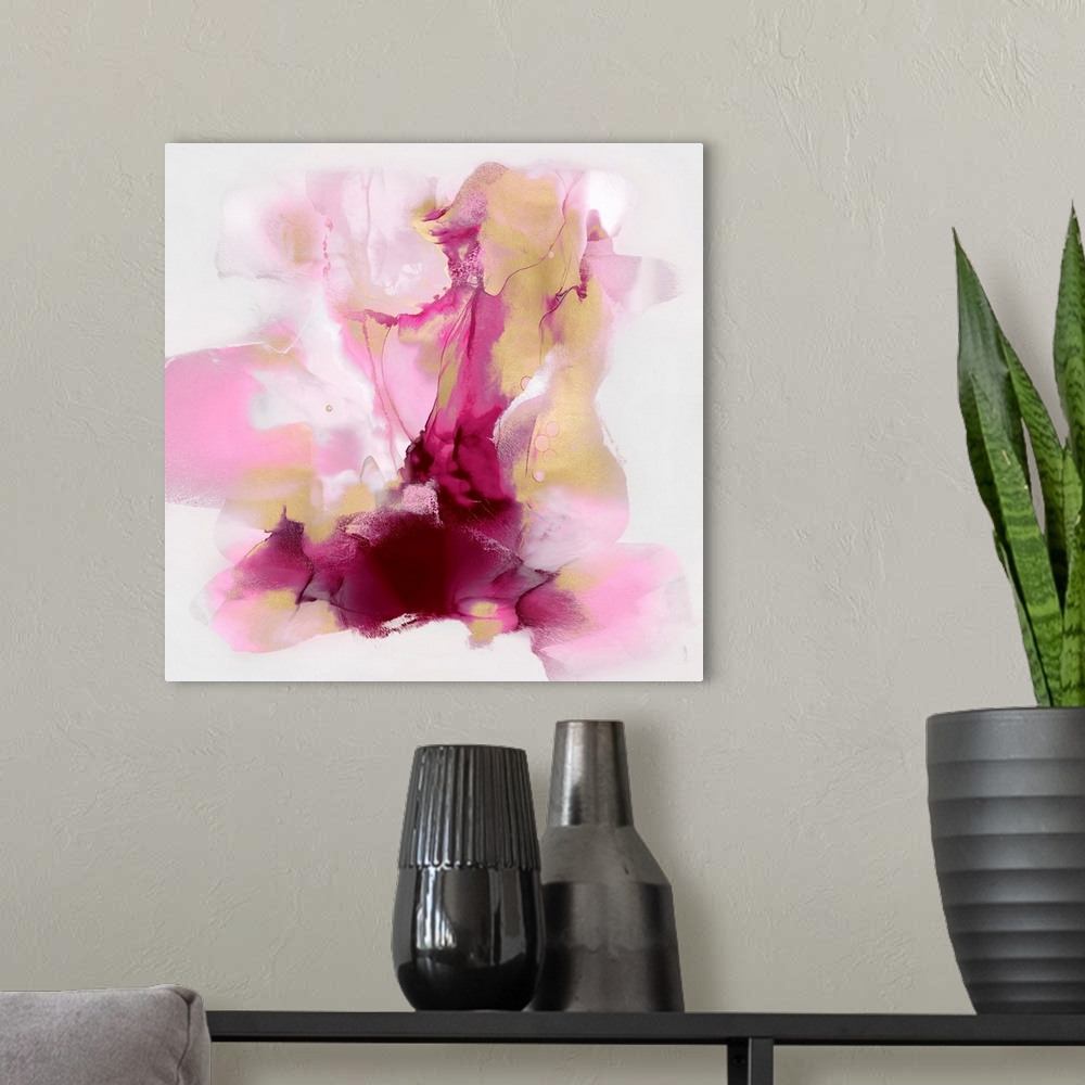 A modern room featuring Pink Gold Abstract