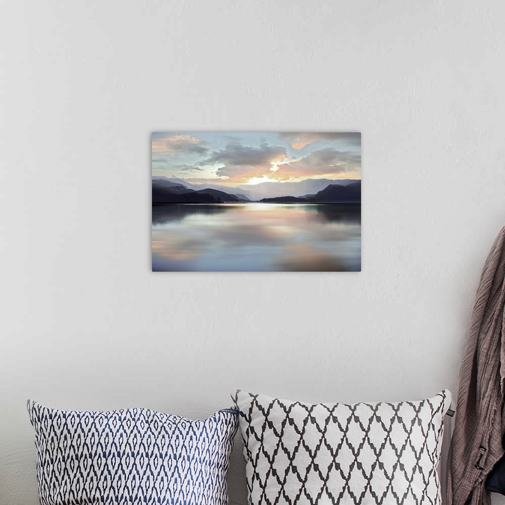 A bohemian room featuring Sunrise At Lake Pastels