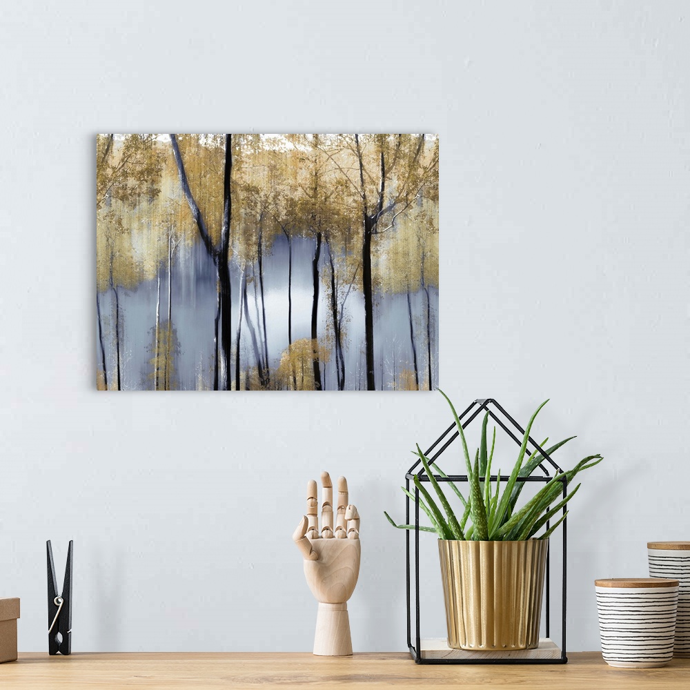 A bohemian room featuring Trees And Pond Indigo