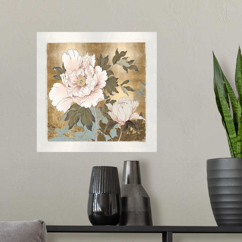 A modern room featuring Two Peonies