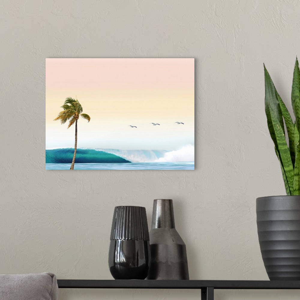A modern room featuring Wave And Palm II