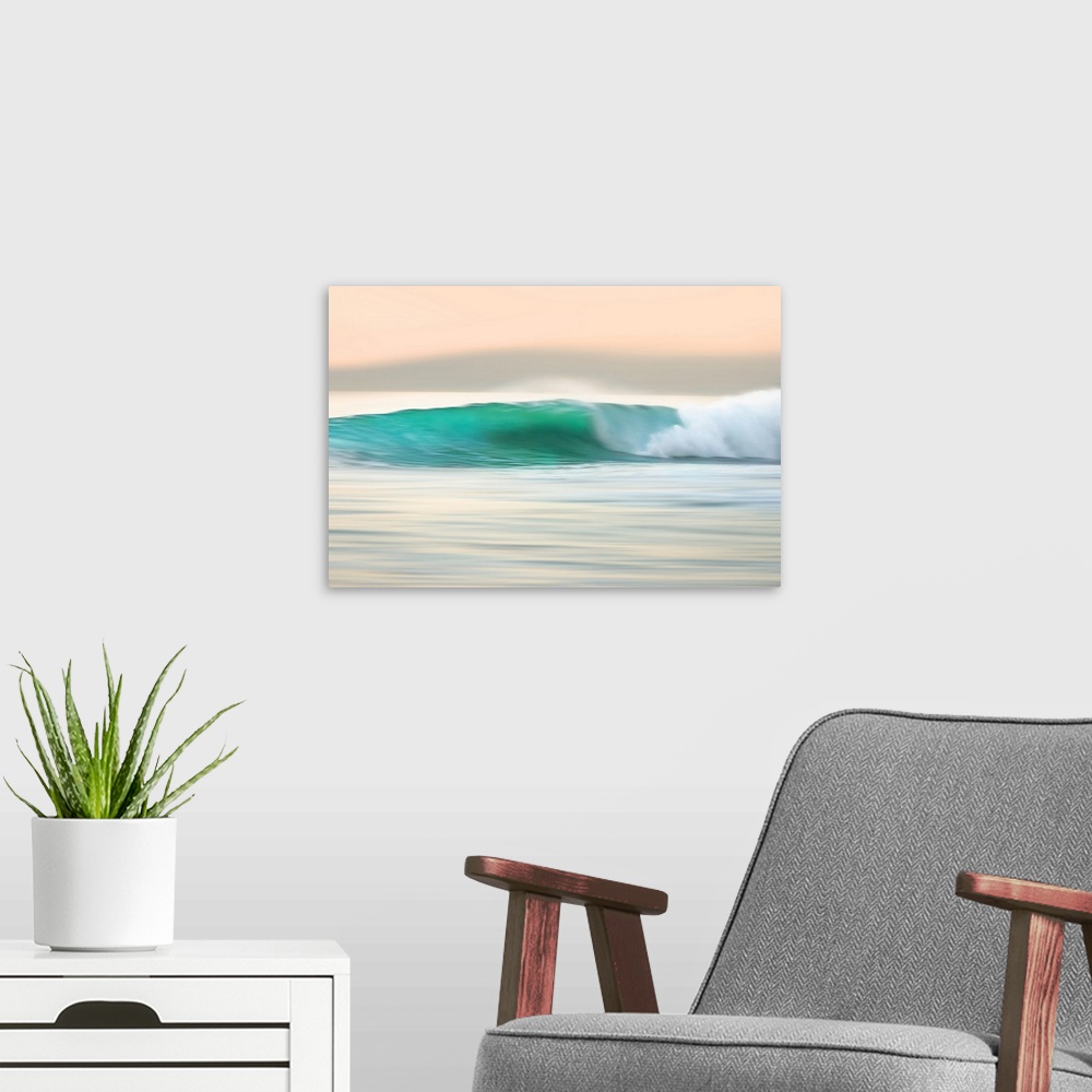 A modern room featuring Wave Sunrise Artist