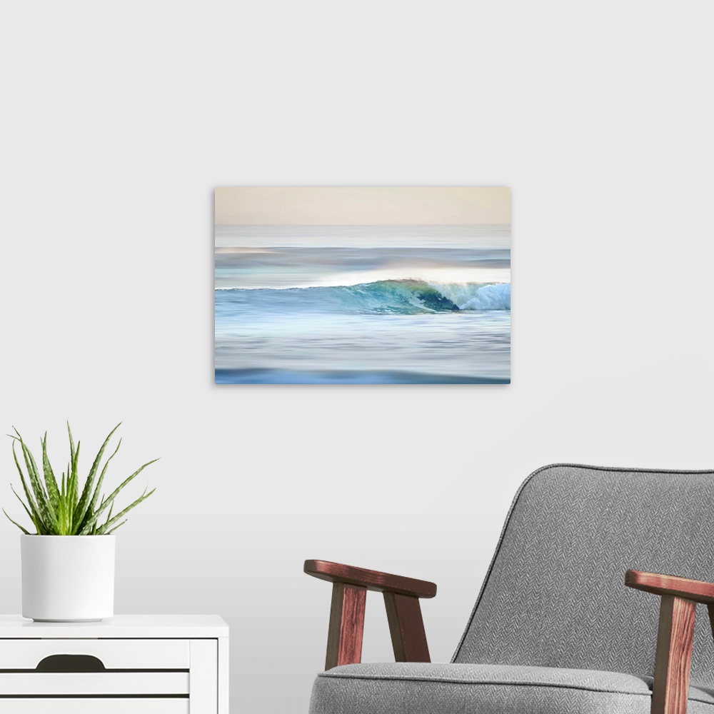A modern room featuring Waves Sunrise Blues