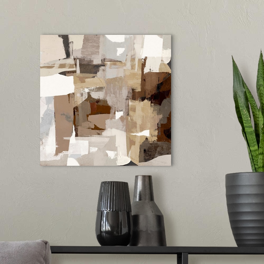 A modern room featuring White And Brown Abstracts