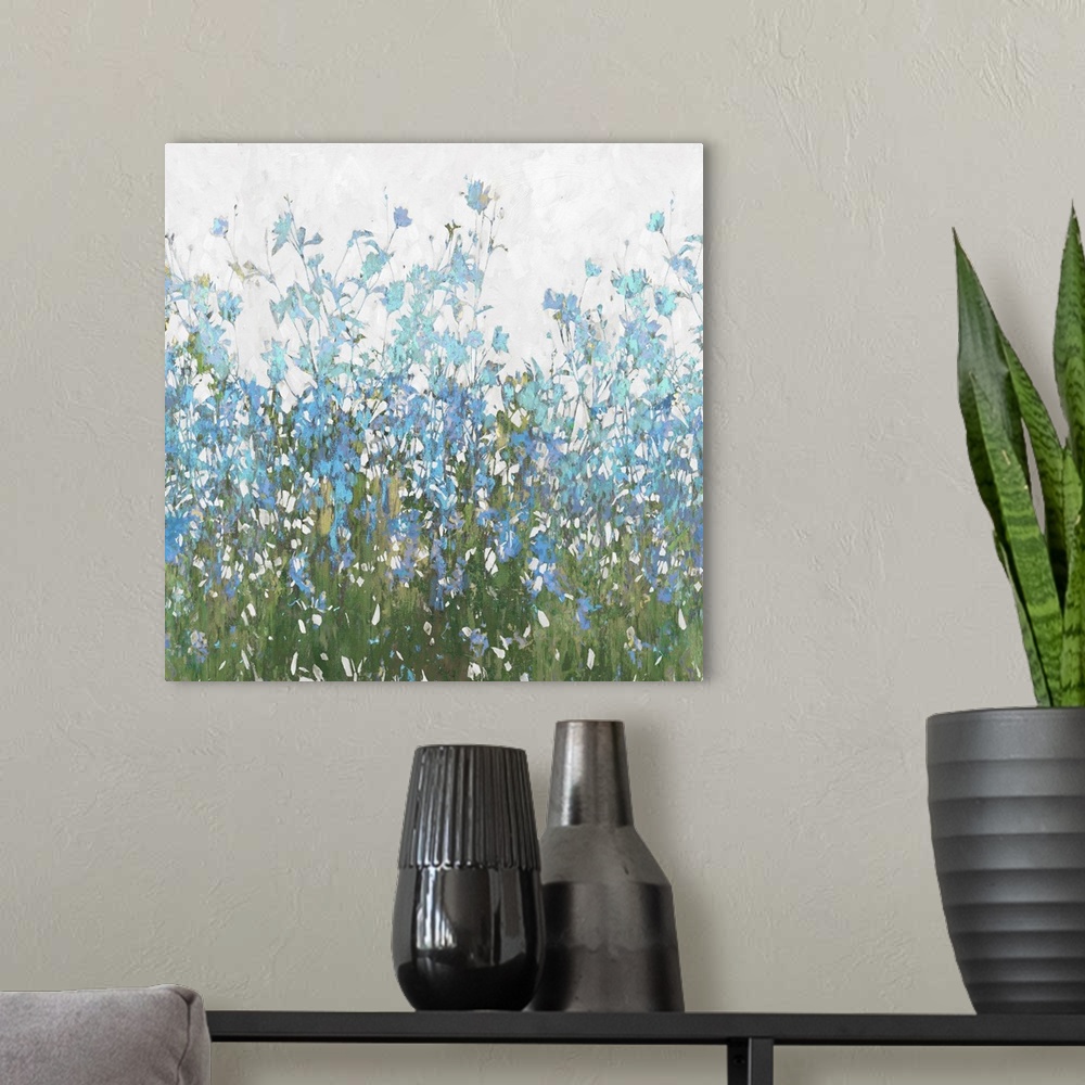 A modern room featuring Wild Flowers Blue
