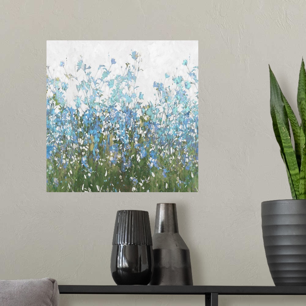 A modern room featuring Wild Flowers Blue