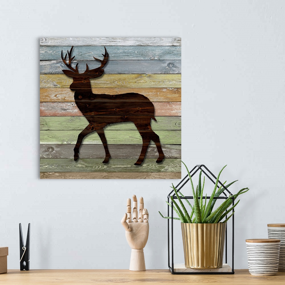 A bohemian room featuring Wood Deer