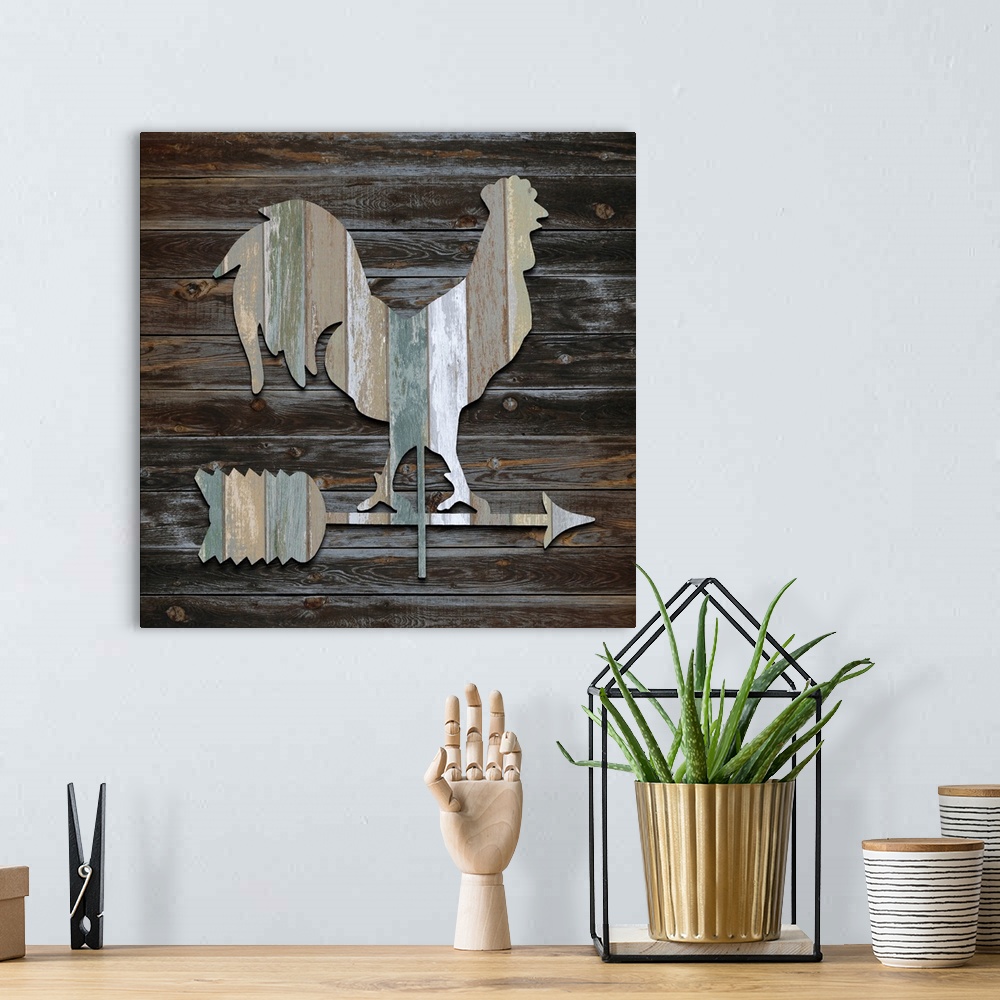A bohemian room featuring Wood Rooster II
