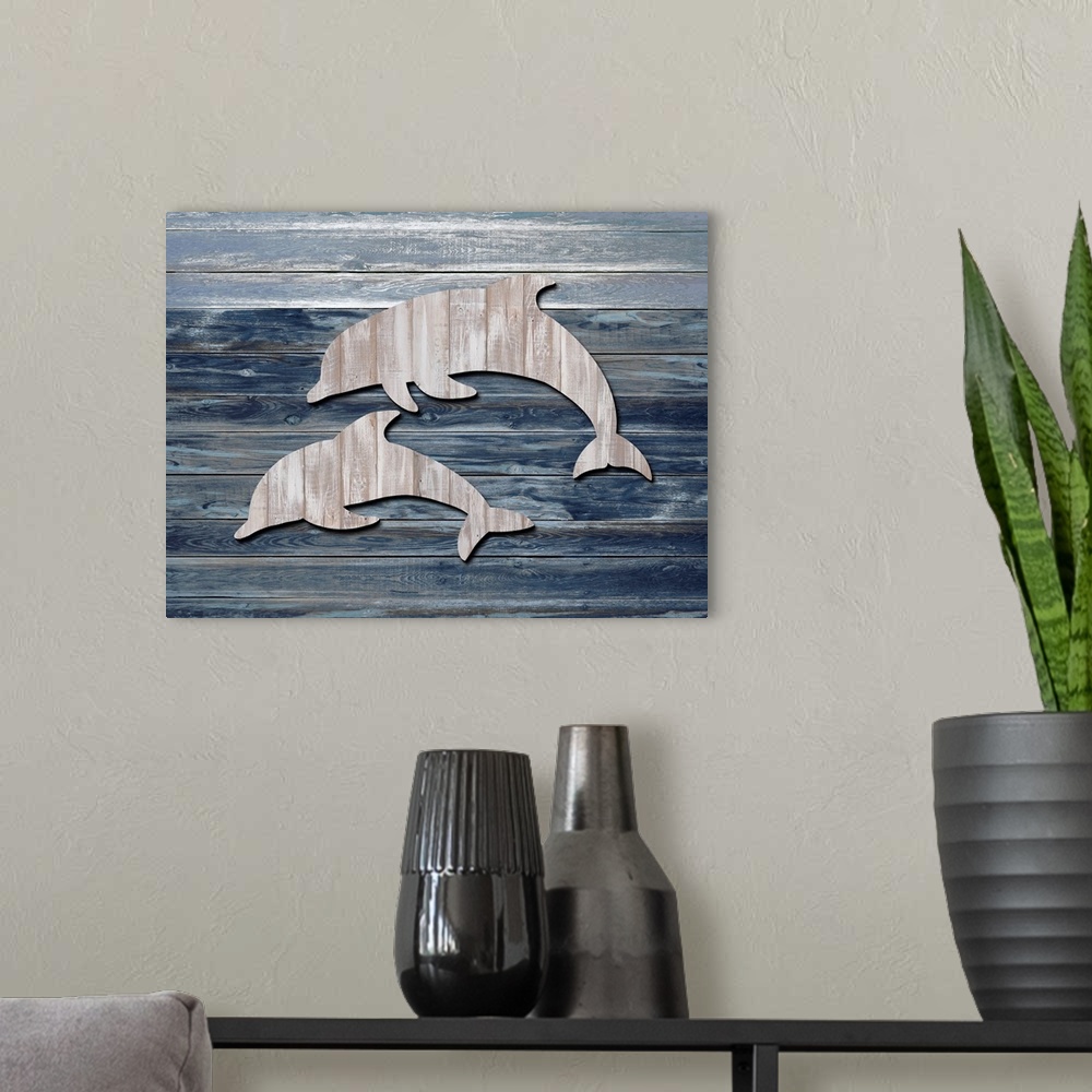 A modern room featuring Wood Sea Animals Dophins