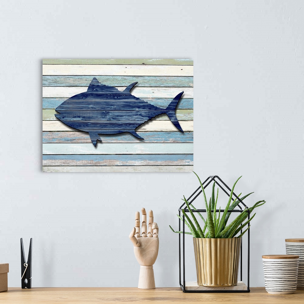 A bohemian room featuring Wood Sea Animals Tuna