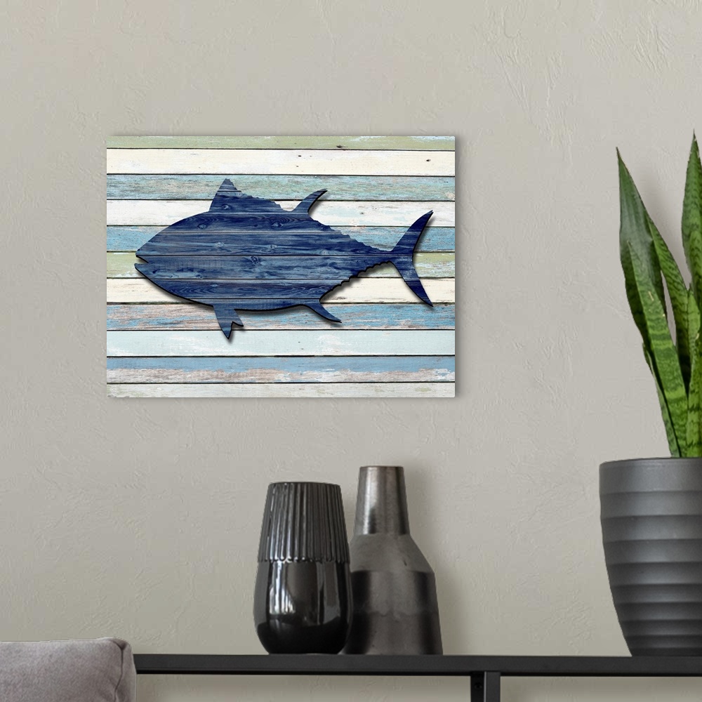 A modern room featuring Wood Sea Animals Tuna