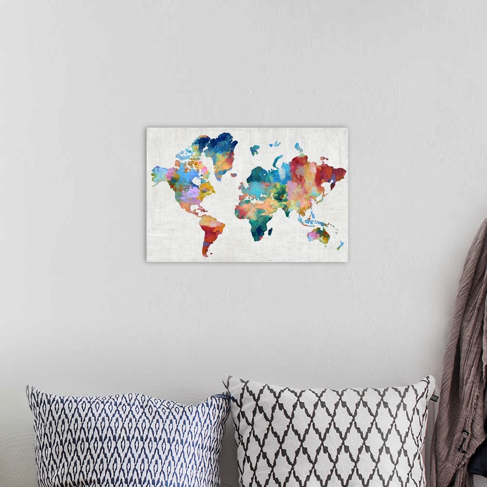 A bohemian room featuring World Map Painted