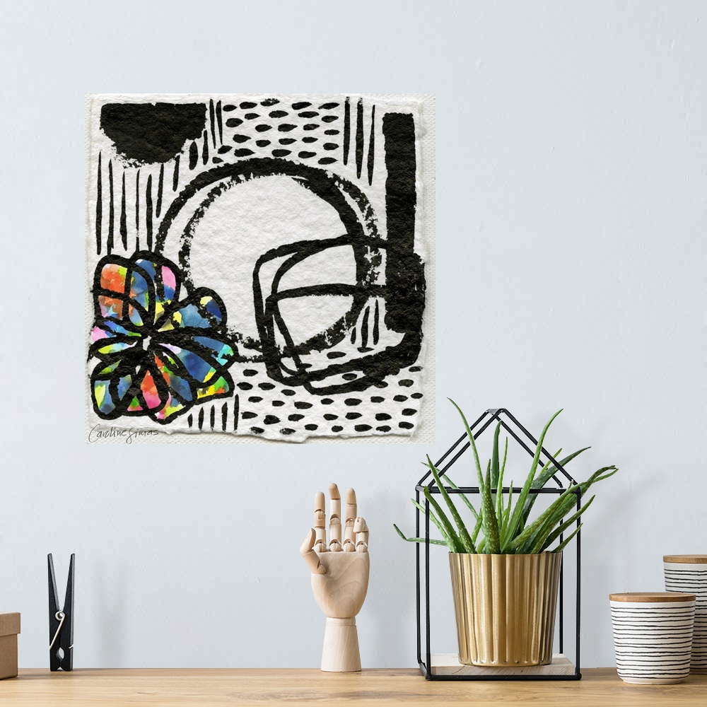 A bohemian room featuring This big and bold abstract will make an impactful design statement!