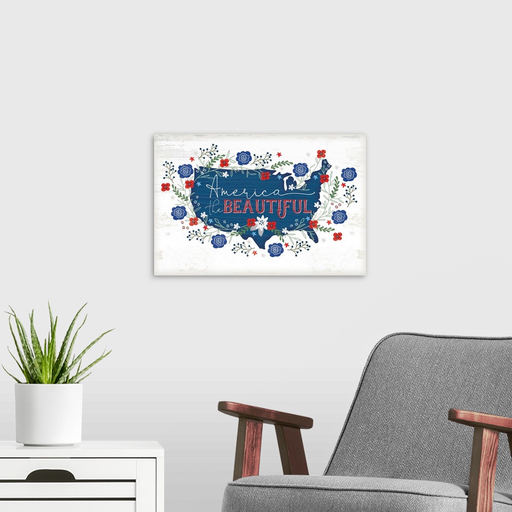 A modern room featuring America the Beautiful