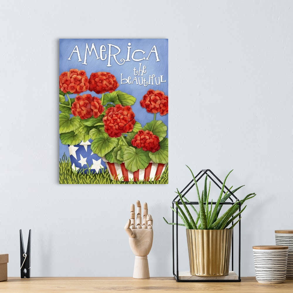 A bohemian room featuring Celebrate America with this lovely summer-themed piece of art