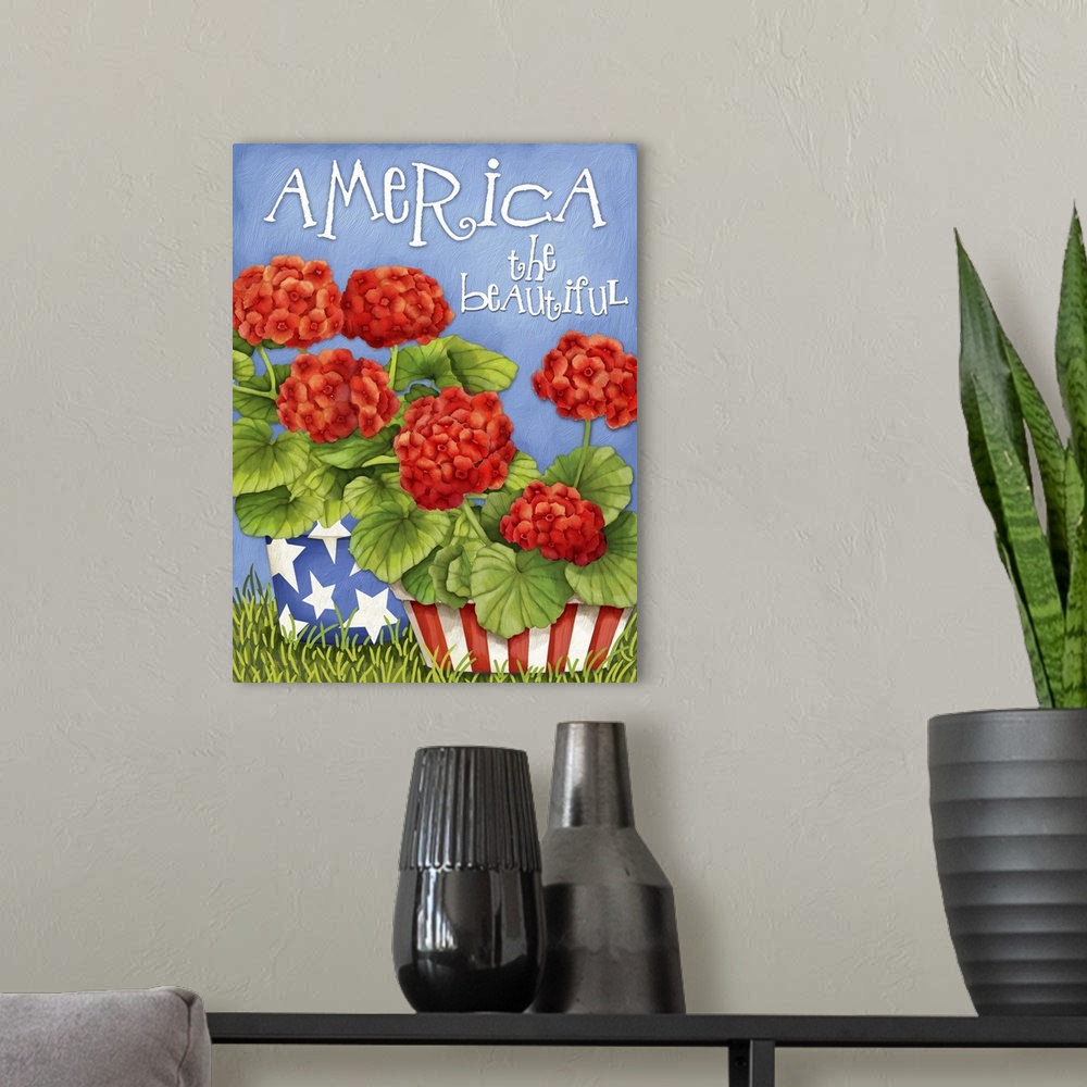 A modern room featuring Celebrate America with this lovely summer-themed piece of art