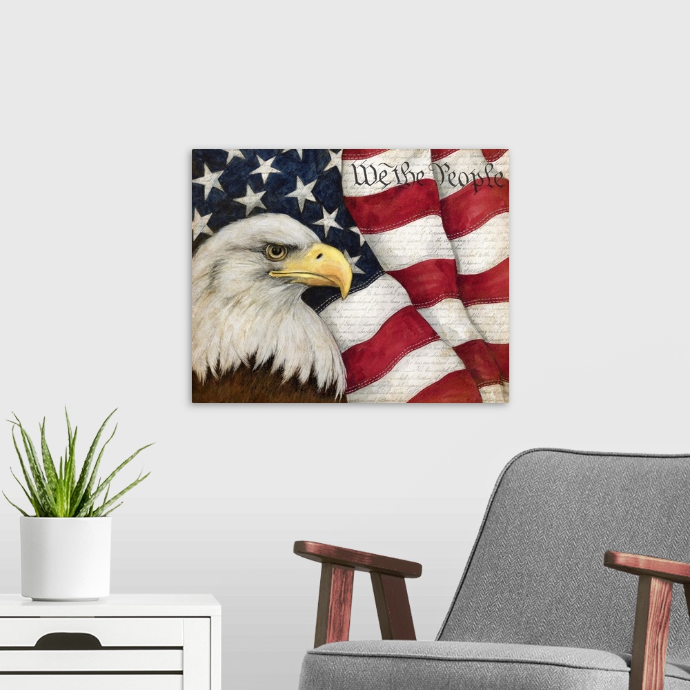 A modern room featuring Celebrate the iconic American Eagle in all its glory.