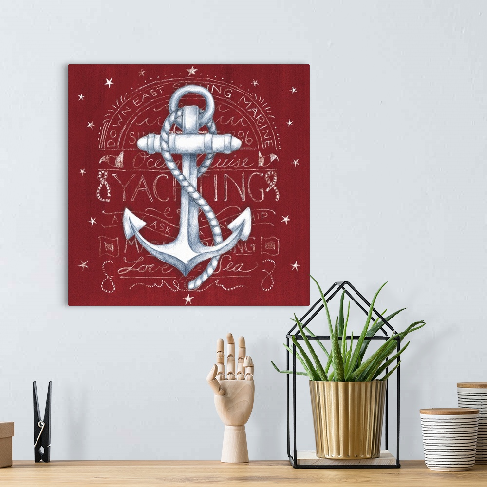A bohemian room featuring Anchors away with this beautiful nautical motif.