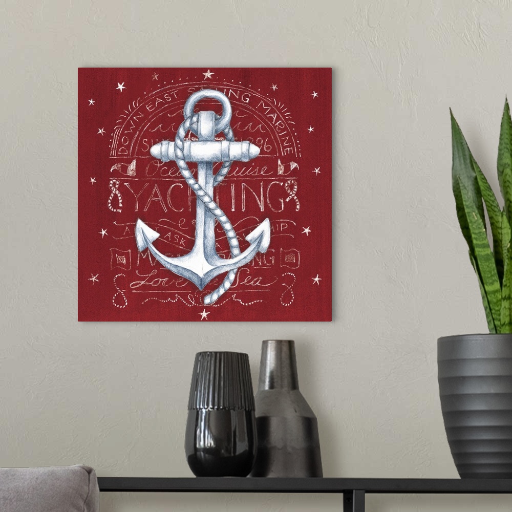 A modern room featuring Anchors away with this beautiful nautical motif.