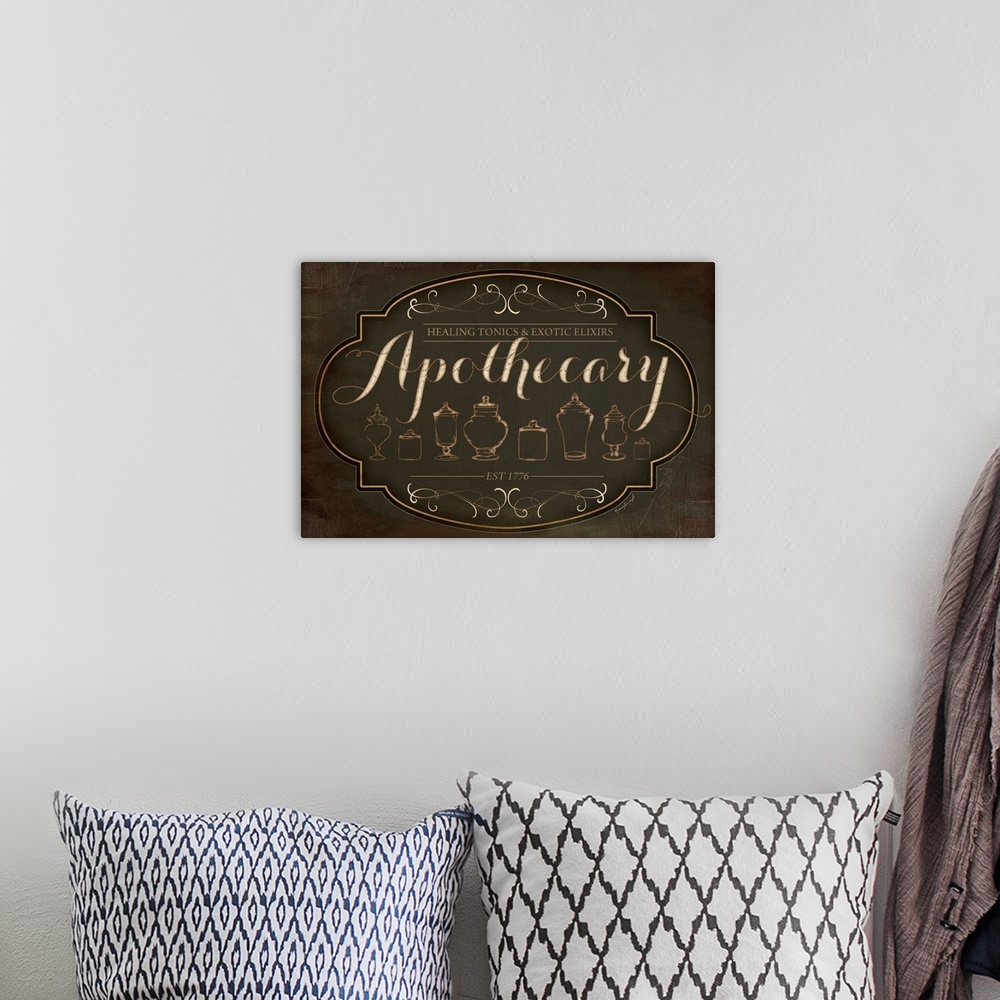A bohemian room featuring Apothecary