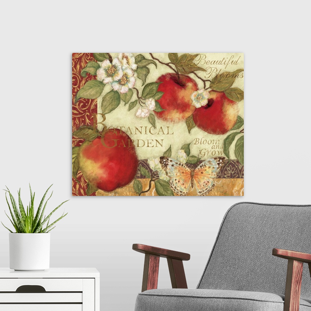A modern room featuring Lovely botanical fruit image good for kitchen, dining room, home decor