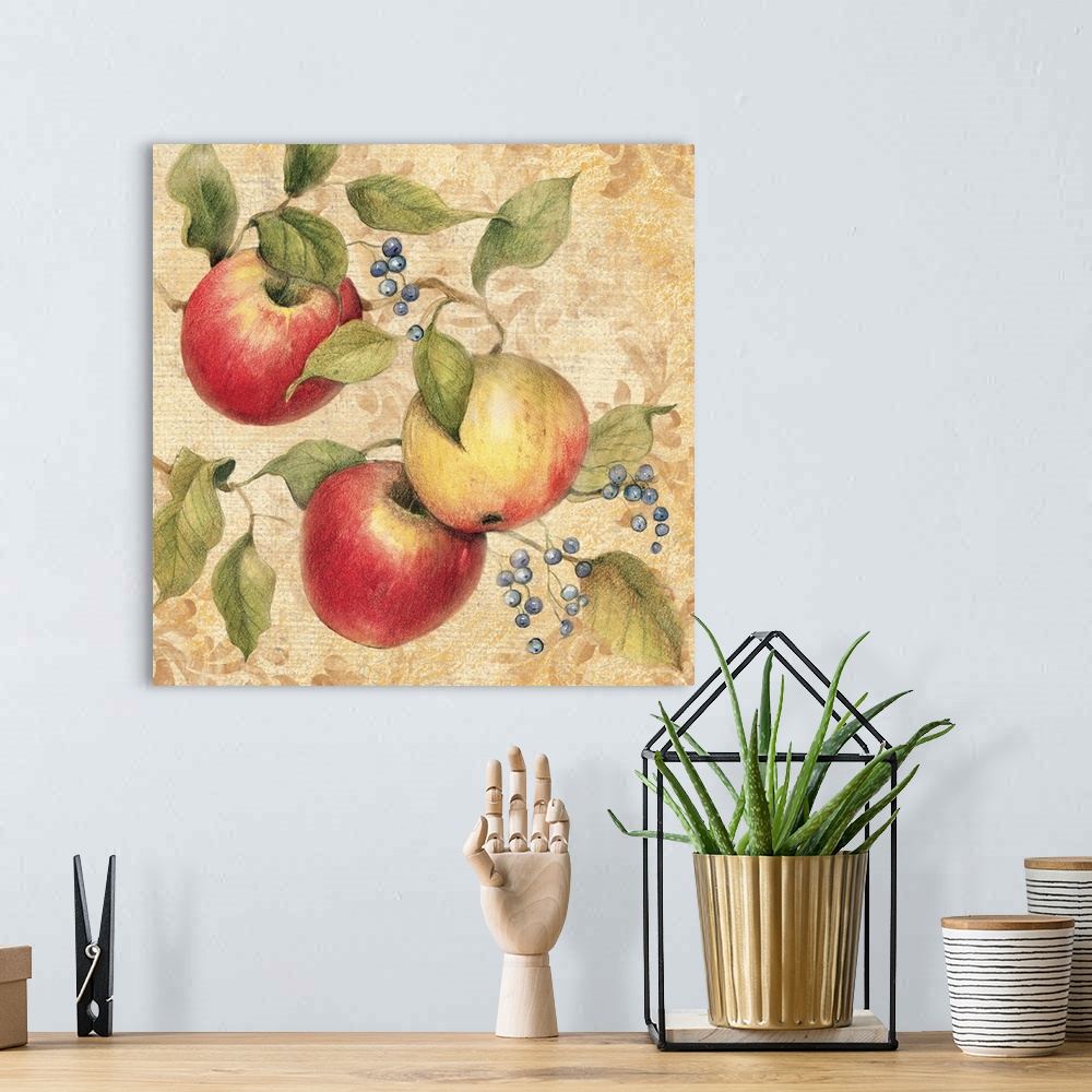 A bohemian room featuring Elegant and traditional fruit scene is perfect for the dining room or kitchen!