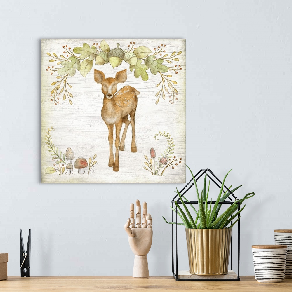 A bohemian room featuring Sweet woodland baby deer perfect for baby and child's room decor