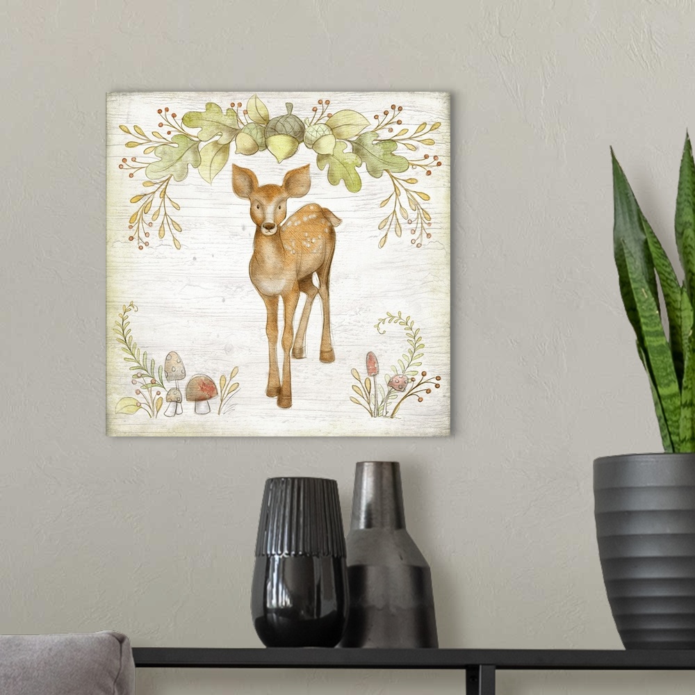 A modern room featuring Sweet woodland baby deer perfect for baby and child's room decor