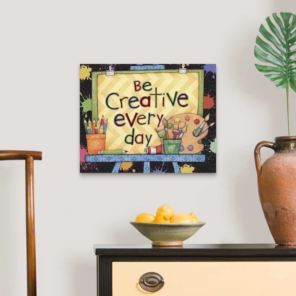 A traditional room featuring School-themed art with inspirational message.