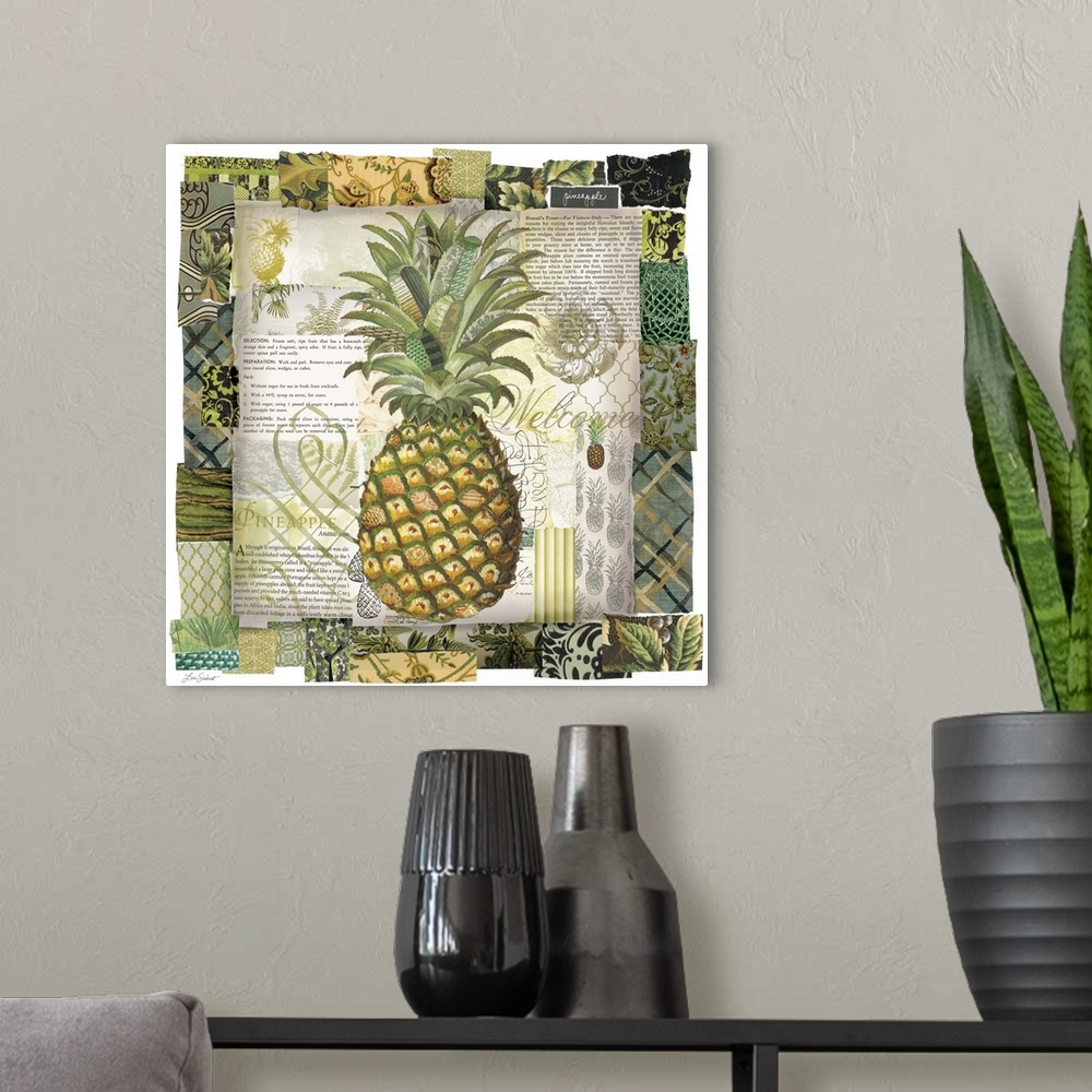 A modern room featuring Elegant pineapplethe symbol of hospitality.