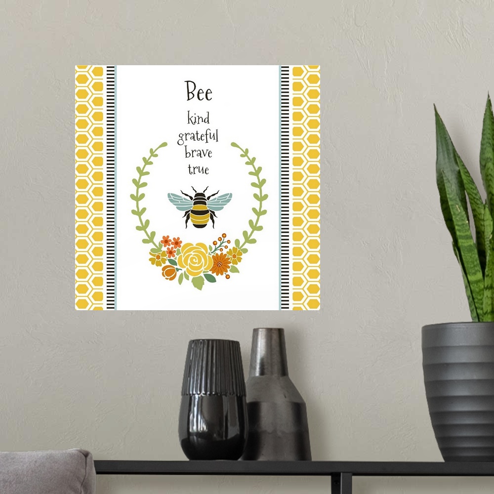 A modern room featuring Fun, inspirational, and playful design featuring the iconic bee!