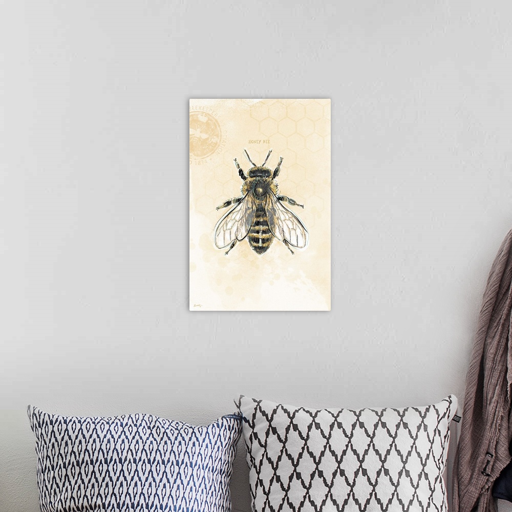 A bohemian room featuring The classic bee is highlighted here to bring nature indoors